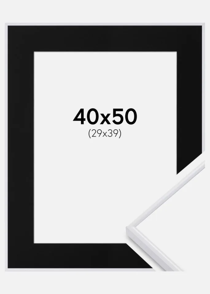 Ramme Visby Sort 40x50 cm - Passepartout Sort 30x40 cm