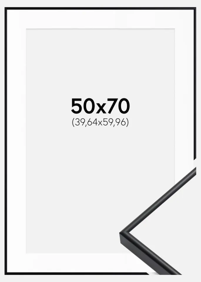 Ramme Visby Sort 50x70 cm - Passepartout Hvid 16x24 inches