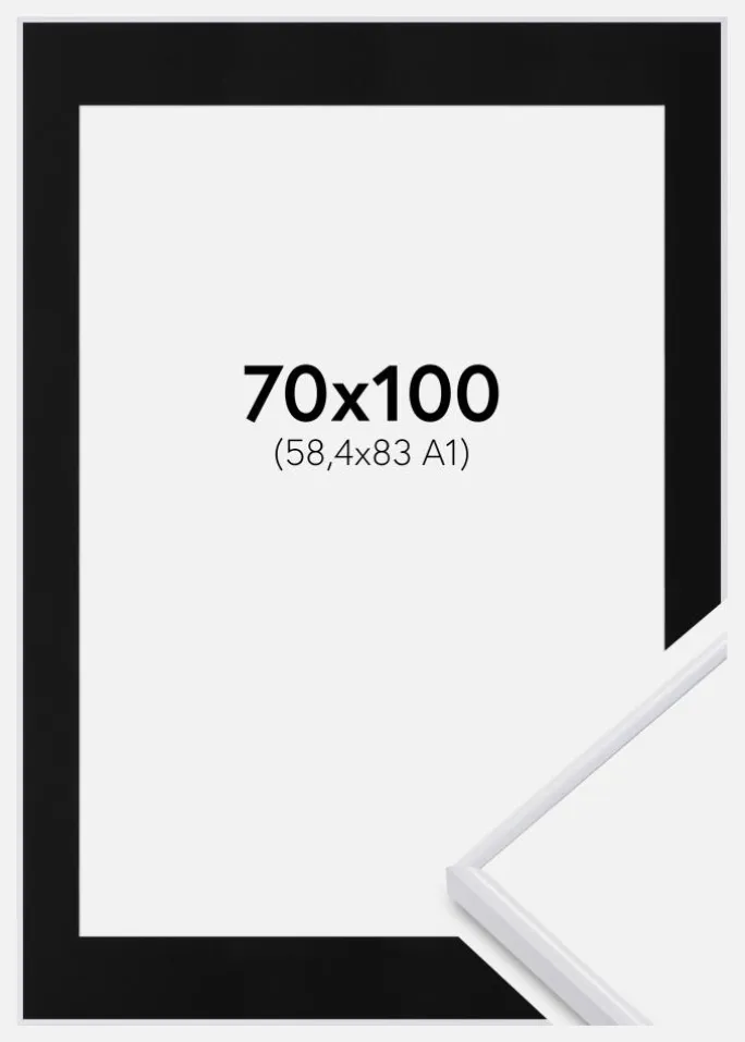 Ramme Visby Sort 70x100 cm - Passepartout Sort 59,4x84 cm (A1)