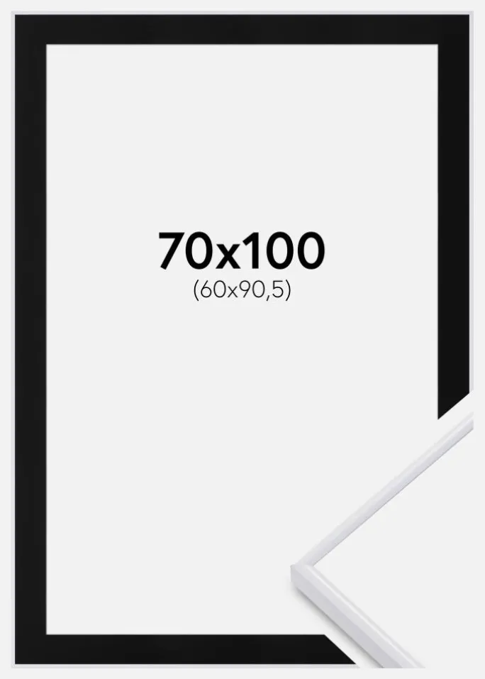 Ramme Visby Sort 70x100 cm - Passepartout Sort 61x91,5 cm