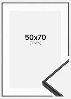 Ramme Visby Sort 50x70 cm - Passepartout Hvid 40x60 cm