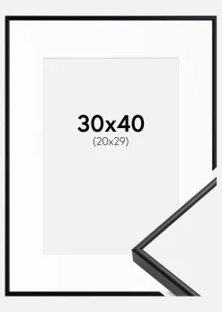Ramme Visby Sort 30x40 cm - Passepartout Hvid 21x30 cm