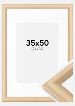 Ramme Västkusten Eg 35x50 cm - Passepartout Hvid 25x35 cm