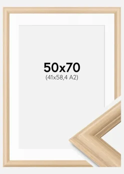 Ramme Västkusten Eg 50x70 cm - Passepartout Hvid 42x59,4 cm (A2)