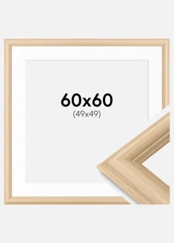 Ramme Västkusten Eg 60x60 cm - Passepartout Hvid 50x50 cm