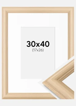 Ramme Västkusten Eg 30x40 cm - Passepartout Hvid 18x27 cm