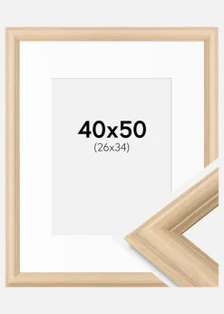 Ramme Västkusten Eg 40x50 cm - Passepartout Hvid 27x35 cm