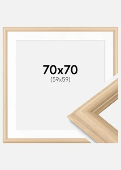 Ramme Västkusten Eg 70x70 cm - Passepartout Hvid 60x60 cm