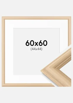 Ramme Västkusten Eg 60x60 cm - Passepartout Hvid 45x45 cm