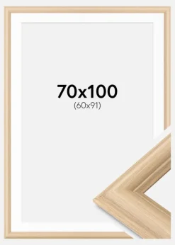 Ramme Västkusten Eg 70x100 cm - Passepartout Hvid 61x92 cm