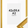 Ramme Västkusten Guld 42x59,4 cm (A2) - Passepartout Hvid 25x38 cm