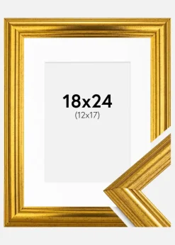 Ramme Västkusten Guld 18x24 cm - Passepartout Hvid 13x18 cm