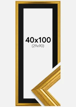 Ramme Västkusten Guld 40x100 cm - Passepartout Sort 30x91 cm
