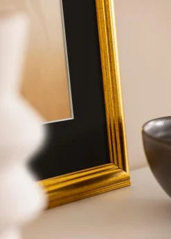 Ramme Västkusten Guld 40x100 cm - Passepartout Sort 30x91 cm
