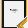 Ramme Västkusten Guld 60x80 cm - Passepartout Sort 50x65 cm