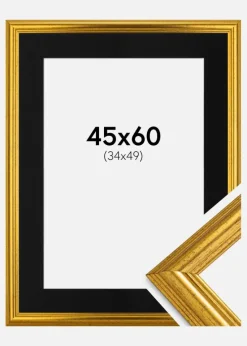 Ramme Västkusten Guld 45x60 cm - Passepartout Sort 35x50 cm