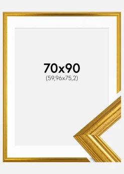 Ramme Västkusten Guld 70x90 cm - Passepartout Hvid 24x30 inches