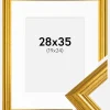 Ramme Västkusten Guld 28x35 cm - Passepartout Hvid 20x25 cm