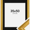 Ramme Västkusten Guld 35x50 cm - Passepartout Sort 30x35 cm