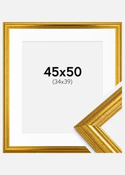 Ramme Västkusten Guld 45x50 cm - Passepartout Hvid 35x40 cm