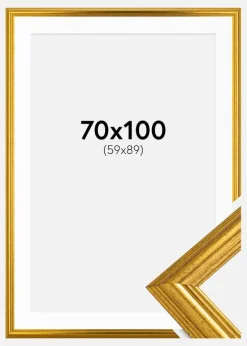 Ramme Västkusten Guld 70x100 cm - Passepartout Hvid 60x90 cm