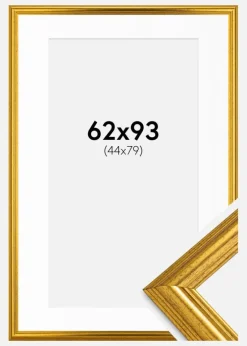 Ramme Västkusten Guld 62x93 cm - Passepartout Hvid 45x80 cm