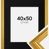 Ramme Västkusten Guld 40x50 cm - Passepartout Sort 28x35 cm