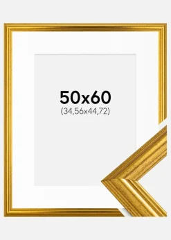 Ramme Västkusten Guld 50x60 cm - Passepartout Hvid 14x18 inches