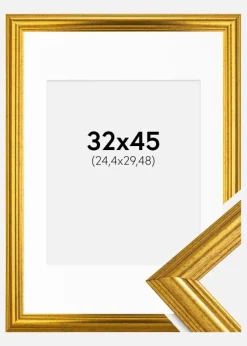 Ramme Västkusten Guld 32x45 cm - Passepartout Hvid 10x12 inches