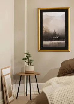 Ramme Västkusten Guld 20x20 cm - Passepartout Sort 15x15 cm