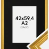 Ramme Västkusten Guld 42x59,4 cm (A2) - Passepartout Sort 25x38 cm