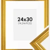 Ramme Västkusten Guld 24x30 cm - Passepartout Hvid 6x8 inches