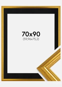 Ramme Västkusten Guld 70x90 cm - Passepartout Sort 24x30 inches