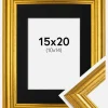 Ramme Västkusten Guld 15x20 cm - Passepartout Sort 11x15 cm
