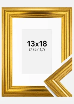 Ramme Västkusten Guld 13x18 cm - Passepartout Hvid 3,5x5 inches