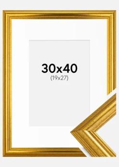 Ramme Västkusten Guld 30x40 cm - Passepartout Hvid 20x28 cm