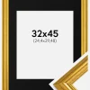 Ramme Västkusten Guld 32x45 cm - Passepartout Sort 10x12 inches