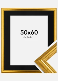 Ramme Västkusten Guld 50x60 cm - Passepartout Sort 15x20 inches