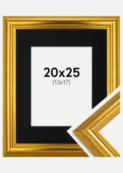 Ramme Västkusten Guld 20x25 cm - Passepartout Sort 14x18 cm