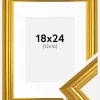 Ramme Västkusten Guld 18x24 cm - Passepartout Hvid 13x17 cm