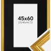 Ramme Västkusten Guld 45x60 cm - Passepartout Sort 12x18 inches