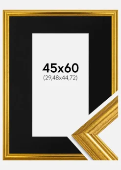 Ramme Västkusten Guld 45x60 cm - Passepartout Sort 12x18 inches