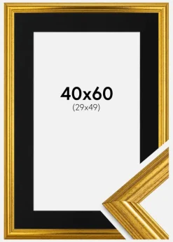 Ramme Västkusten Guld 40x60 cm - Passepartout Sort 30x50 cm