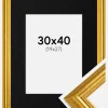 Ramme Västkusten Guld 30x40 cm - Passepartout Sort 20x28 cm