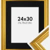Ramme Västkusten Guld 24x30 cm - Passepartout Sort 7x9 inches