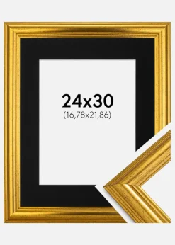 Ramme Västkusten Guld 24x30 cm - Passepartout Sort 7x9 inches