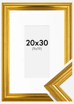 Ramme Västkusten Guld 20x30 cm - Passepartout Hvid 10x20 cm