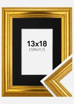 Ramme Västkusten Guld 13x18 cm - Passepartout Sort 3,5x5 inches
