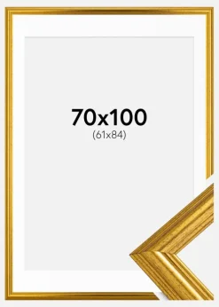 Ramme Västkusten Guld 70x100 cm - Passepartout Hvid 62x85 cm