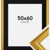 Ramme Västkusten Guld 50x60 cm - Passepartout Sort 40x50 cm